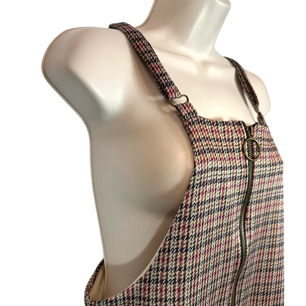 Allison and‎ Kelly medium overall plaid Women romper dress pinafore academic y2k